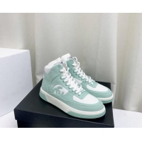 Low Price Chanel Cotton High-Top Sneakers G45353 Green 224078