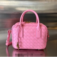 Discount Bottega Veneta Small Getaway Top Handle Bag in Intrecciato Leather 776736 Pink 2023