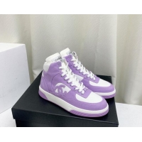 Popular Style Chanel Cotton High-Top Sneakers G45353 Purple 224079