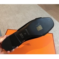 Luxurious Hermes Innocente Suede Slingback Ballet Flat with Oversized Kelly Buckle Black 226105