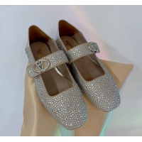 Good Looking Valentino VLogo Mary Janes Ballerinas Flat with Crystals Allover Beige 0227002