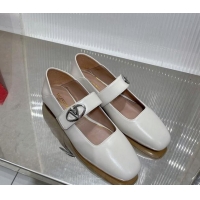 Best Price Valentino VLogo Mary Janes Ballerinas Flat in Lambskin White 0227003