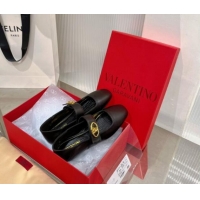 Best Product Valentino VLogo Mary Janes Ballerinas Flat in Lambskin Black 0227004