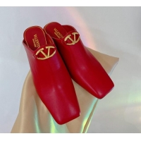 Low Price Valentino The Bold Edition VLogo Heel Mules 6.5cm in Lambskin Red 0227023