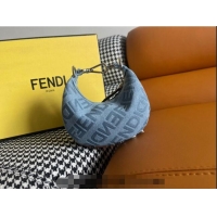 Buy Cheap Fendi Nano Fendigraphy Hobo Bag Charm in F8100 Light Blue Denim 2023