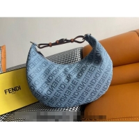 Buy Discount Fendi Medium Fendigraphy Hobo Bag Charm in F8101 Light Blue Denim 2023