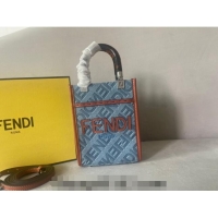 Grade Design Fendi Mini Sunshine Shopper Tote Bag Charm in Denim F8102 Light Blue 2023