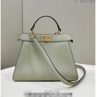 Discount Fendi Peekaboo Iseeu Small Bag in Calfskin Leather 80011A Pale Green 2023 Top