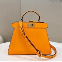 Affordable Price Fendi Peekaboo Iseeu Small Bag in Calfskin Leather 80011A Orange 2023 Top