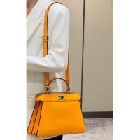 Affordable Price Fendi Peekaboo Iseeu Small Bag in Calfskin Leather 80011A Orange 2023 Top