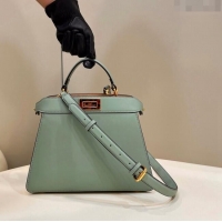 New Fashion Fendi Peekaboo Iseeu Small Bag in Calfskin Leather 80011A Light Green 2023 Top