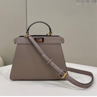 Shop Best Fendi Peekaboo Iseeu Small Bag in Calfskin Leather 80011A Grey 2023 Top