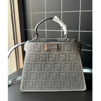 Popular Style Fendi Peekaboo ISeeU Small Bag in Silver leather with crystal FF motif F8073 2024