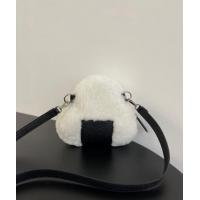 Inexpensive Fendi Shearling Mini Bag F0118 White/Black 2024