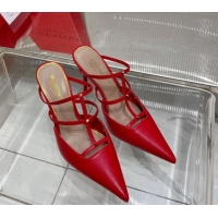 Low Cost Valentino Rockstud Wispy Calfskin Heel Mules 9cm Red 0227041