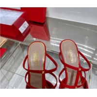 Low Cost Valentino Rockstud Wispy Calfskin Heel Mules 9cm Red 0227041