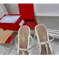 Purchase Valentino Rockstud Wispy Heel Mules 6cm in Patent Leather White 0227043