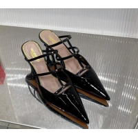 Top Grade Valentino Rockstud Wispy Heel Mules 6cm in Patent Leather Black 0227044