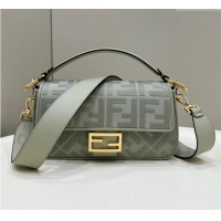 Reasonable Price Fendi Baguette Medium Bag in FF Canvas 0159BM Dusty Green 2024