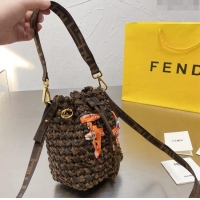 Famous Brand Fendi Vintage Woven Bucket Bag F0305 Brown 2024