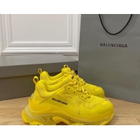 Top Grade Balenciaga Triple S Clear Sole Trainers Sneakers in Leather and Mesh Yellow 0223004