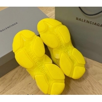 Top Grade Balenciaga Triple S Clear Sole Trainers Sneakers in Leather and Mesh Yellow 0223004