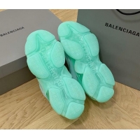 Unique Style Balenciaga Triple S Clear Sole Trainers Sneakers in Leather and Mesh Light Green 223009