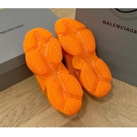 Durable Balenciaga Triple S Clear Sole Trainers Sneakers in Leather and Mesh Orange 0223011