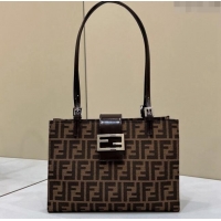 Affordable Price Fendi Baguette Mini Tote Bag in FF Fabric 8316S Brown 2024