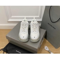 Good Quality Balenciaga Triple S Clear Sole Trainers Sneakers in Leather and Mesh White /Silver 223012