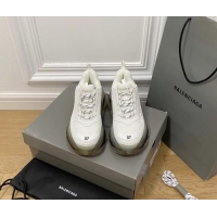 Purchase Balenciaga Triple S Clear Sole Trainers Sneakers in Leather and Mesh White/Black 223014