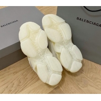 Popular Style Balenciaga Triple S Clear Sole Trainers Sneakers in Leather and Mesh Cream White 223015