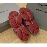 Shop Duplicate Balenciaga Triple S Clear Sole Trainers Sneakers in Leather and Mesh Burgundy 0223017