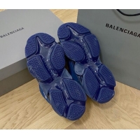 Luxury Cheap Balenciaga Triple S Clear Sole Trainers Sneakers in Leather and Mesh Royal Blue 0223019