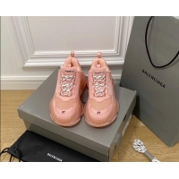 Luxury Balenciaga Triple S Clear Sole Trainers Sneakers in Leather and Mesh Light Pink 0223020