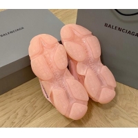 Luxury Balenciaga Triple S Clear Sole Trainers Sneakers in Leather and Mesh Light Pink 0223020