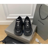 Sophisticated Balenciaga Triple S Clear Sole Trainers Sneakers in Leather and Mesh Black/Blue 223021