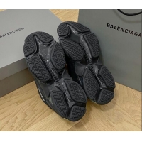 Sophisticated Balenciaga Triple S Clear Sole Trainers Sneakers in Leather and Mesh Black/Blue 223021