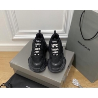 Top Design Balenciaga Triple S Clear Sole Trainers Sneakers in Leather and Mesh Black 0223023