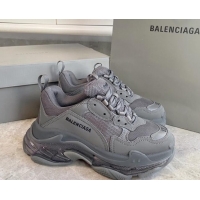 Trendy Design Balenciaga Triple S Clear Sole Trainers Sneakers in Leather and Mesh Dark Grey 0223024