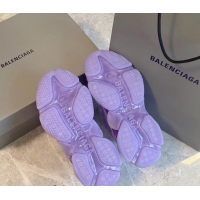 Stylish Balenciaga Triple S Clear Sole Trainers Sneakers in Leather and Mesh Light Purple 0223025