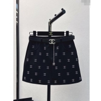 ​New Style Chanel Skirt with Belt CH031423 Black 2024