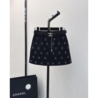 ​New Style Chanel Skirt with Belt CH031423 Black 2024