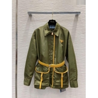 Market Sells Prada Jacket with Belt P031323 Green 2024