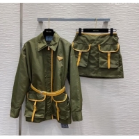 Market Sells Prada Jacket with Belt P031323 Green 2024