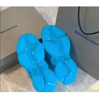 Perfect Balenciaga Triple S Clear Sole Trainers Sneakers in Leather and Mesh Blue 223026