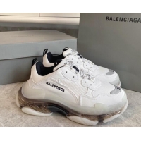 Pretty Style Balenciaga Triple S Clear Sole Trainers Sneakers in Leather and Mesh White/Grey 0223028