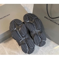 Popular Style Balenciaga Triple S Clear Sole Trainers Sneakers in Suede and Mesh Black/Silver 223029