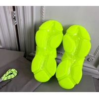 Good Quality Balenciaga Triple S Clear Sole Trainers Sneakers in Leather and Mesh Neon Green 223031