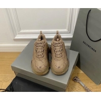 Top Grade Balenciaga Triple S Trainers Sneakers in Calf Leather Signature Brown 0223036